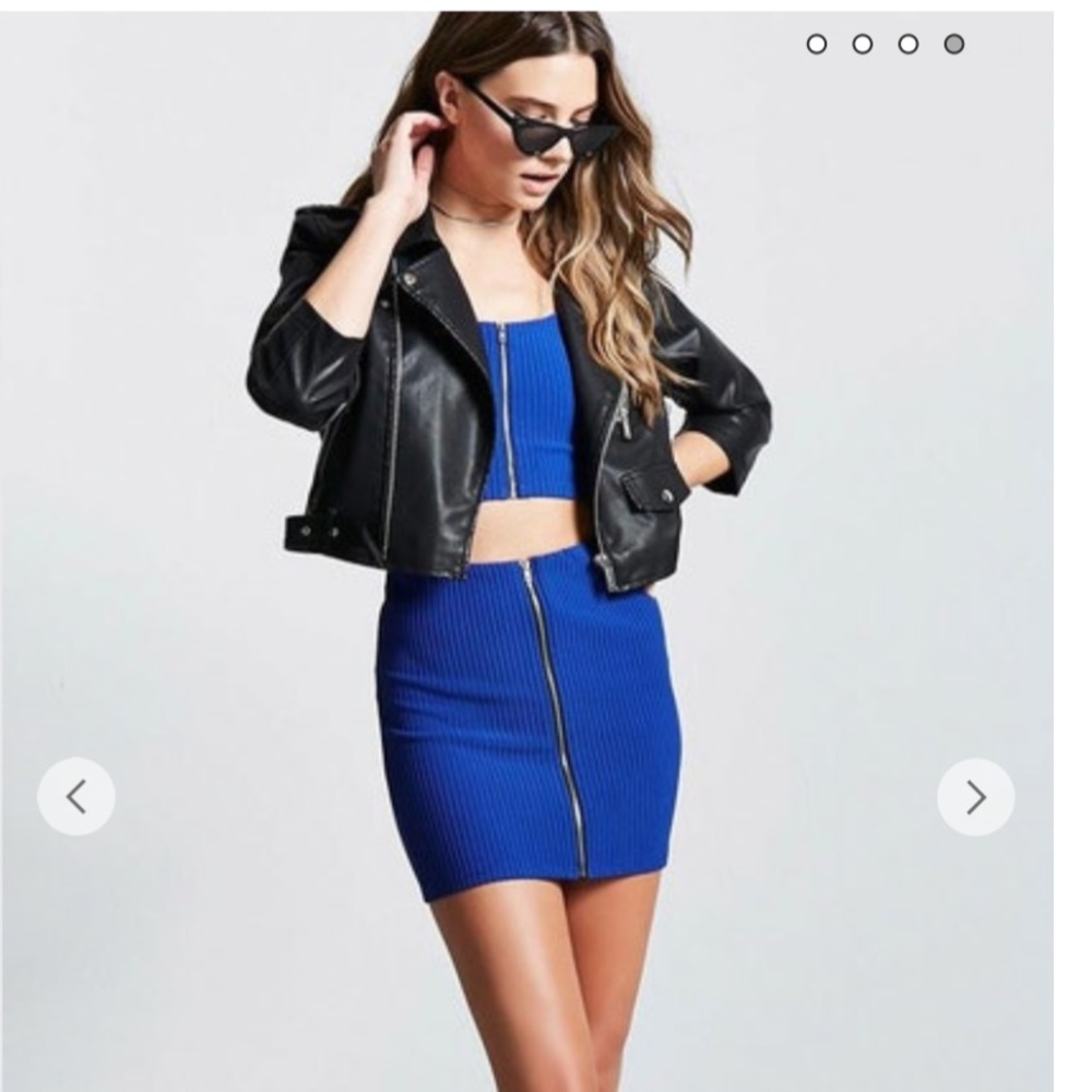 Forever 21 COMBO Ribbed Zipper Front Top and Skirt